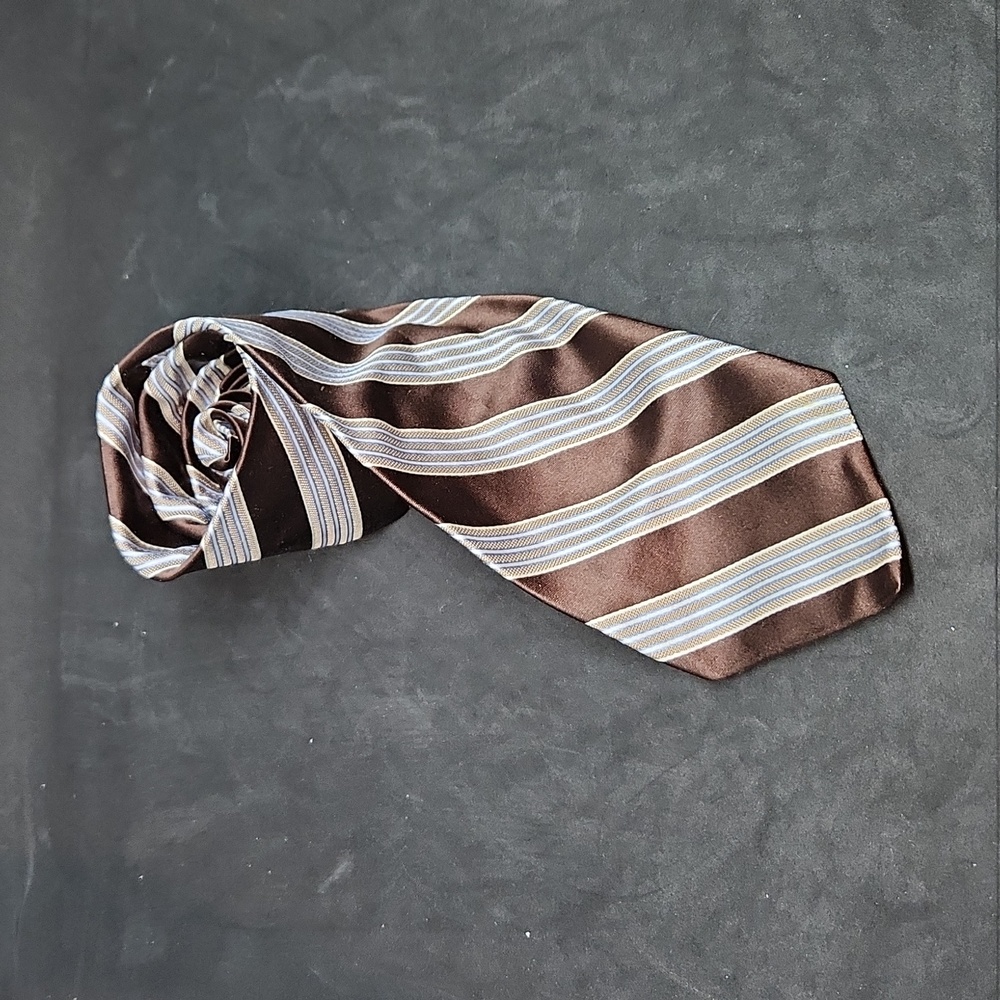Nautica brown striped silk tie